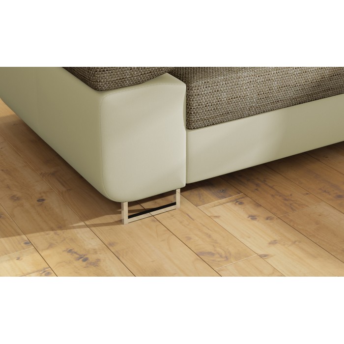 Canapé d’angle convertible MENTON beige bouclé – 4 places avec coffre et têtières