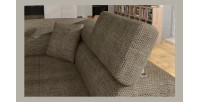 Canapé d’angle convertible MENTON beige bouclé – 4 places avec coffre et têtières