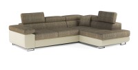 Canapé d’angle convertible MENTON beige bouclé – 4 places avec coffre et têtières