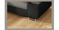 Canapé d’angle convertible MENTON gris et noir bouclé – Angle gauche avec coffre