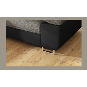Canapé d’angle convertible MENTON gris et noir bouclé – Angle gauche avec coffre