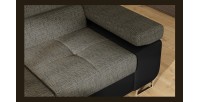 Canapé d’angle convertible MENTON gris et noir bouclé – Angle gauche avec coffre