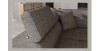 Canapé d’angle convertible MENTON gris et noir bouclé – Angle gauche avec coffre
