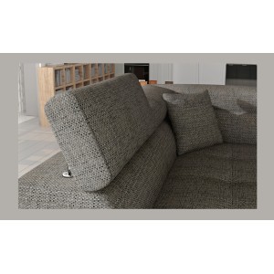 Canapé d’angle convertible MENTON gris et noir bouclé – Angle gauche avec coffre