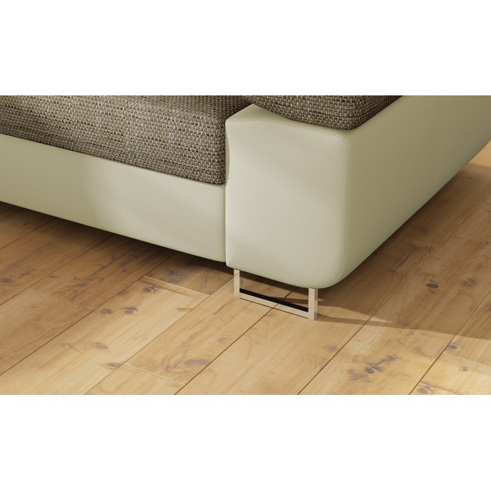 Canapé d’angle convertible MENTON beige et marron bouclé – Angle gauche avec coffre