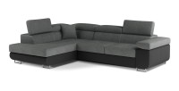 Canapé d’angle convertible MENTON gris et noir – Angle gauche avec coffre
