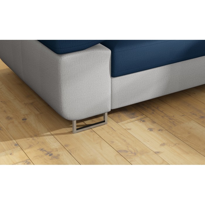 Canapé d’angle convertible MENTON bleu océan et blanc – Angle droit avec coffre