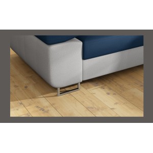 Canapé d’angle convertible MENTON bleu océan et blanc – Angle droit avec coffre