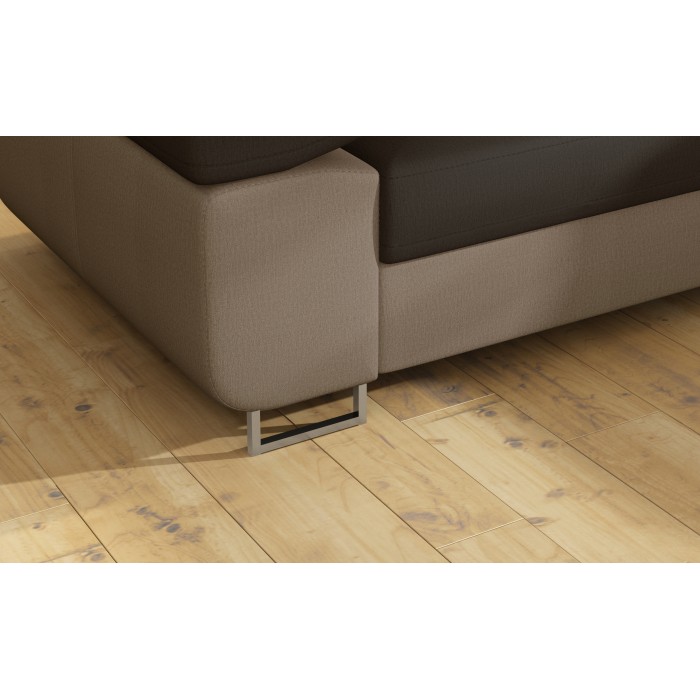 Canapé d’angle convertible MENTON marron chocolat et beige – Angle droit avec coffre