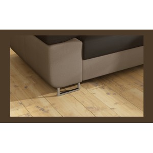 Canapé d’angle convertible MENTON marron chocolat et beige – Angle droit avec coffre