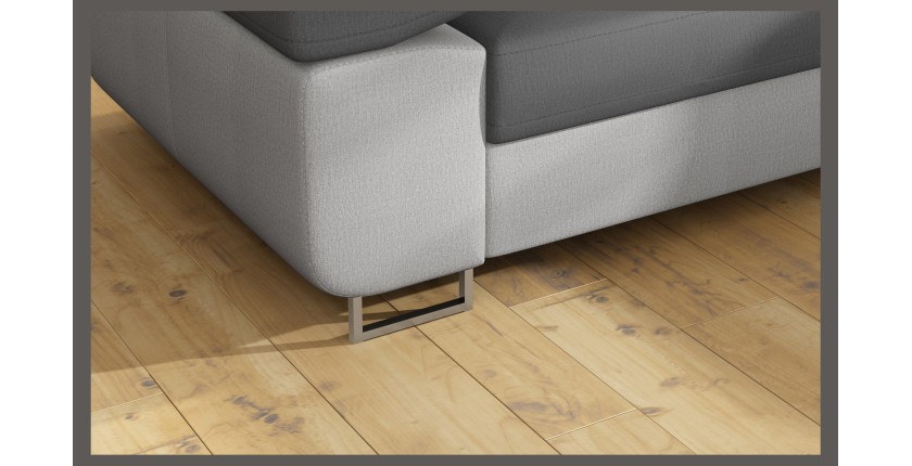 Canapé d’angle convertible MENTON gris et blanc – Angle droit avec coffre