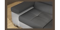 Canapé d’angle convertible MENTON gris et blanc – Angle droit avec coffre