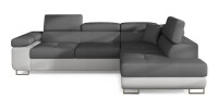 Canapé d’angle convertible MENTON gris et blanc – Angle droit avec coffre