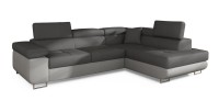 Canapé d’angle convertible MENTON gris et blanc – Angle droit avec coffre