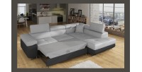 Canapé d’angle convertible MENTON gris clair et gris foncé – Angle droit avec coffre