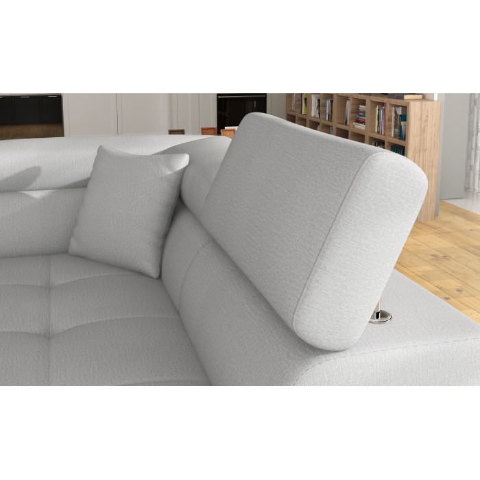 Canapé d’angle convertible MENTON gris clair et gris foncé – Angle droit avec coffre