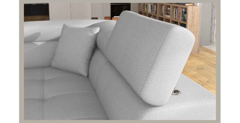 Canapé d’angle convertible MENTON gris clair et gris foncé – Angle droit avec coffre
