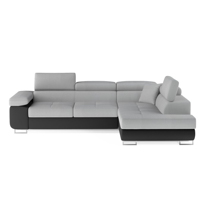 Canapé d’angle convertible MENTON gris clair et gris foncé – Angle droit avec coffre