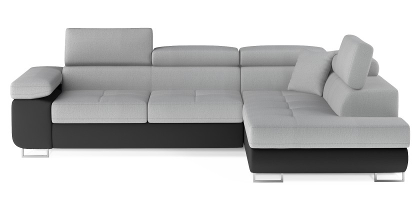 Canapé d’angle convertible MENTON gris clair et gris foncé – Angle droit avec coffre