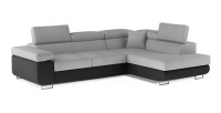 Canapé d’angle convertible MENTON gris clair et gris foncé – Angle droit avec coffre