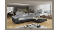 Canapé d’angle convertible MENTON gris clair et gris foncé – Angle droit avec coffre