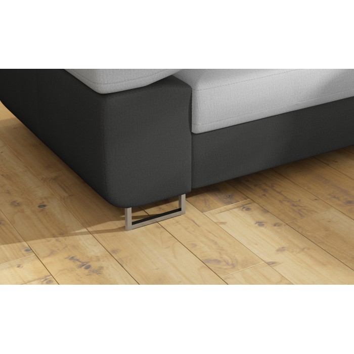 Canapé d’angle convertible MENTON gris clair et gris foncé – Angle droit avec coffre