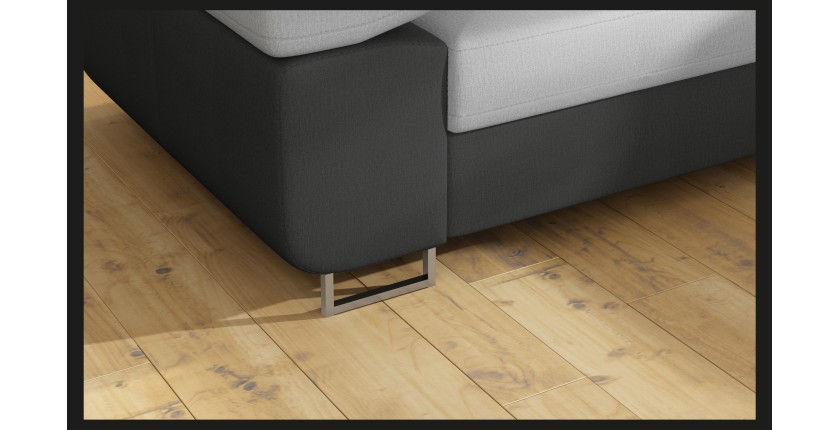Canapé d’angle convertible MENTON gris clair et gris foncé – Angle droit avec coffre