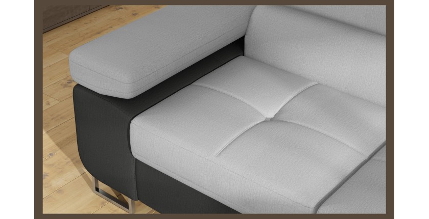 Canapé d’angle convertible MENTON gris clair et gris foncé – Angle droit avec coffre