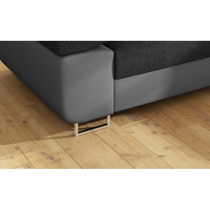 Canapé d’angle convertible MENTON gris foncé et gris – Angle droit avec coffre