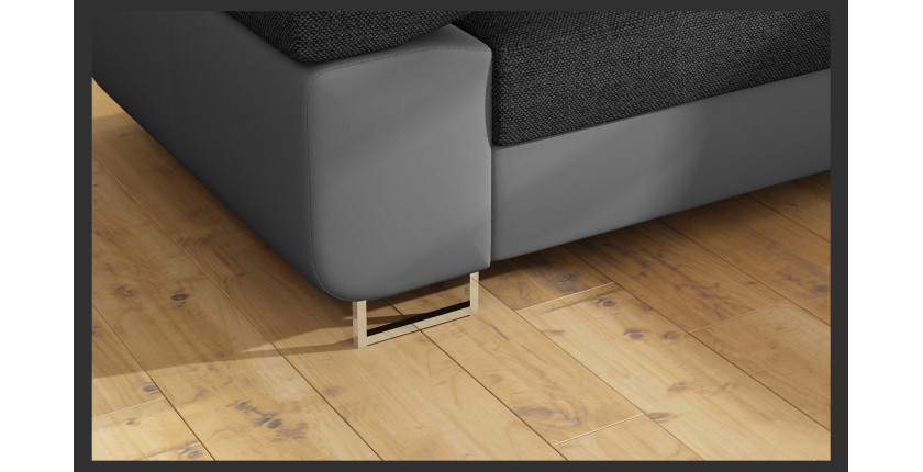 Canapé d’angle convertible MENTON gris foncé et gris – Angle droit avec coffre