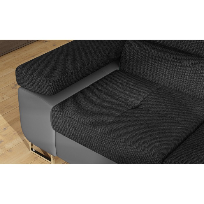 Canapé d’angle convertible MENTON gris foncé et gris – Angle droit avec coffre