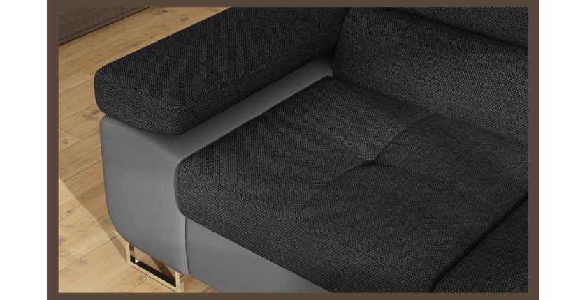 Canapé d’angle convertible MENTON gris foncé et gris – Angle droit avec coffre