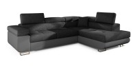 Canapé d’angle convertible MENTON gris foncé et gris – Angle droit avec coffre