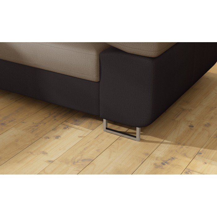 Canapé d’angle convertible MENTON beige et marron bouclette – Angle gauche avec coffre