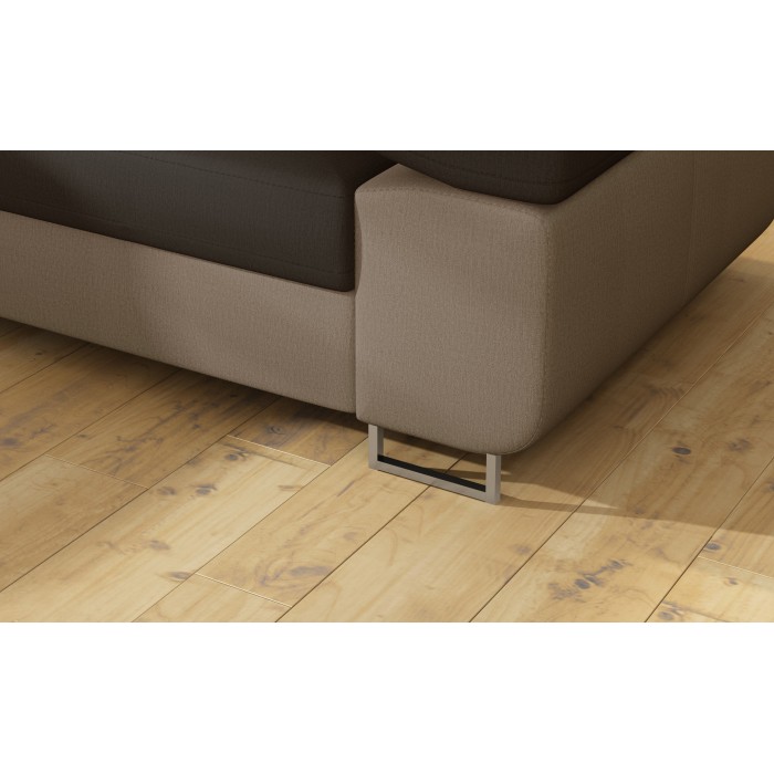 Canapé d’angle convertible MENTON beige et marron bouclette – Angle gauche avec coffre