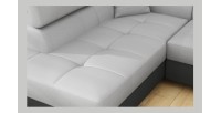 Canapé d’angle convertible MENTON gris clair et gris foncé – Angle gauche avec coffre