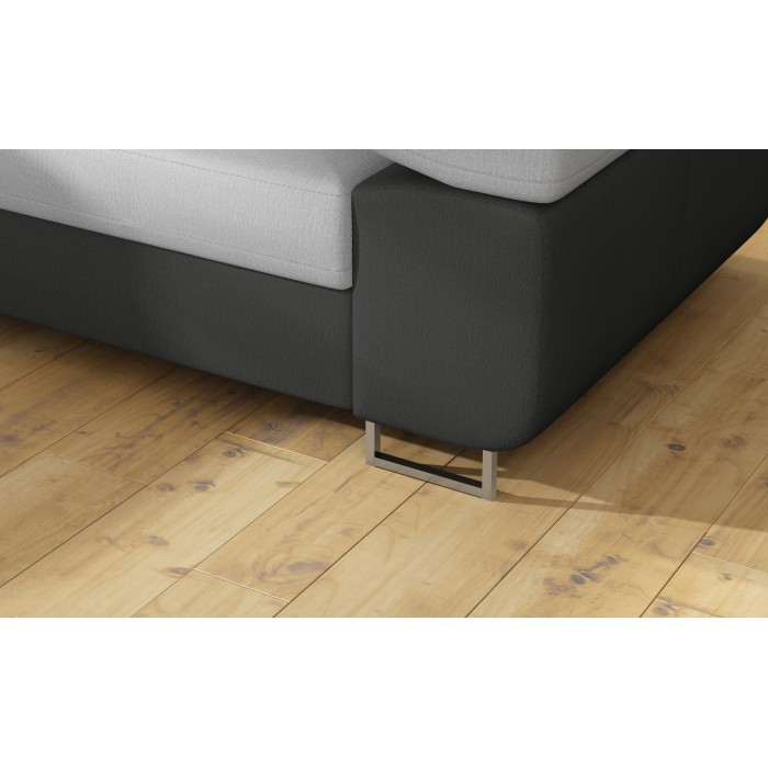 Canapé d’angle convertible MENTON gris clair et gris foncé – Angle gauche avec coffre