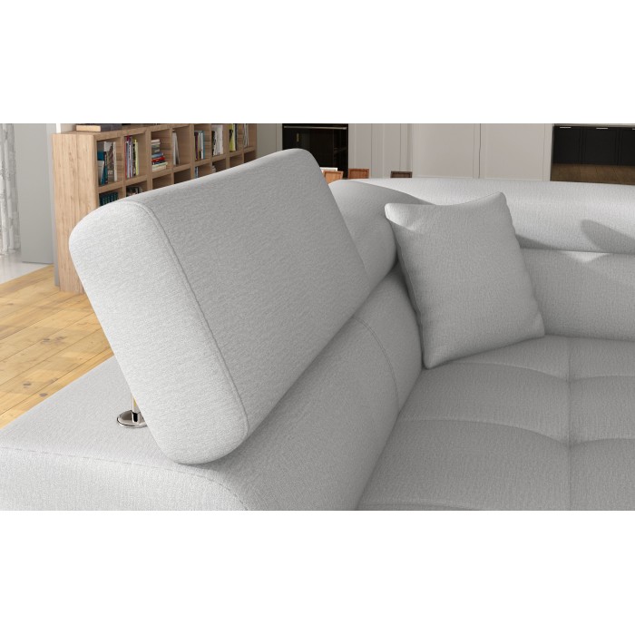 Canapé d’angle convertible MENTON gris clair et gris foncé – Angle gauche avec coffre