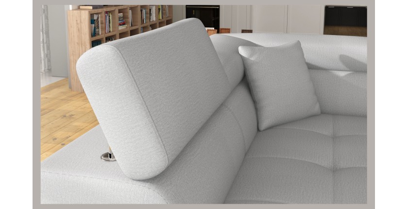 Canapé d’angle convertible MENTON gris clair et gris foncé – Angle gauche avec coffre