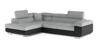 Canapé d’angle convertible MENTON gris clair et gris foncé – Angle gauche avec coffre