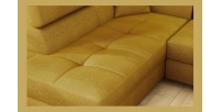 Canapé d’angle convertible MENTON jaune bouclette – Angle gauche avec coffre