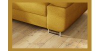 Canapé d’angle convertible MENTON jaune bouclette – Angle gauche avec coffre
