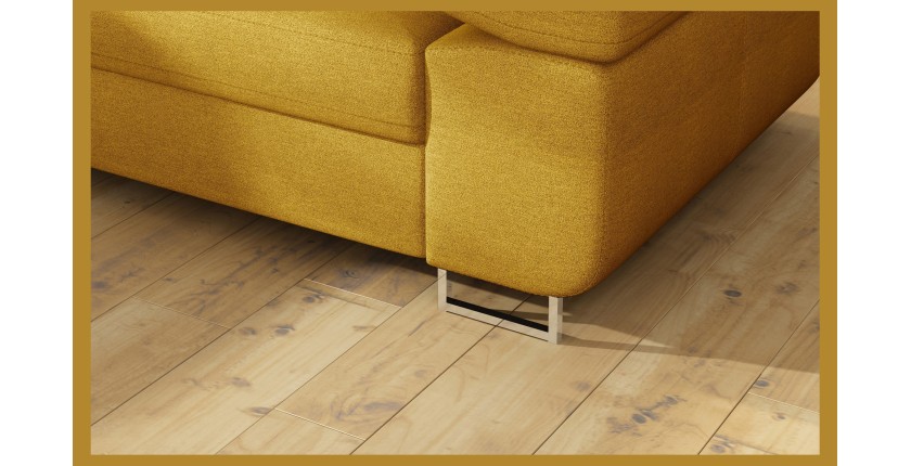 Canapé d’angle convertible MENTON jaune bouclette – Angle gauche avec coffre