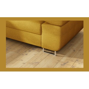 Canapé d’angle convertible MENTON jaune bouclette – Angle gauche avec coffre