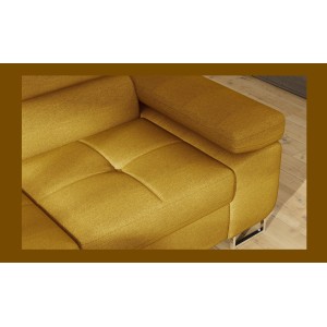 Canapé d’angle convertible MENTON jaune bouclette – Angle gauche avec coffre