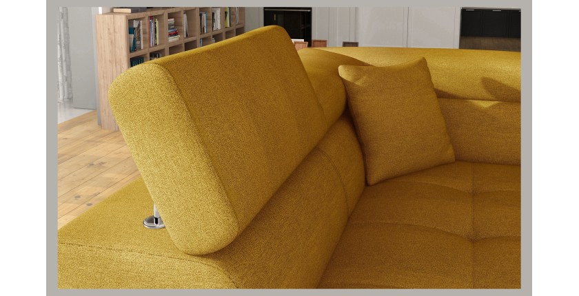 Canapé d’angle convertible MENTON jaune bouclette – Angle gauche avec coffre