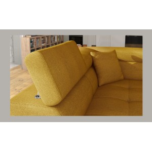 Canapé d’angle convertible MENTON jaune bouclette – Angle gauche avec coffre