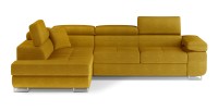 Canapé d’angle convertible MENTON jaune bouclette – Angle gauche avec coffre