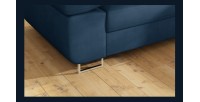 Canapé d’angle convertible MENTON bleu foncé bouclette – Angle droit avec coffre