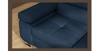 Canapé d’angle convertible MENTON bleu foncé bouclette – Angle droit avec coffre